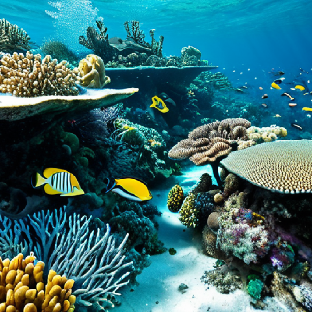 Environmental Photography**

"A stunning photograph of a vibrant coral reef teeming with marine life, crystal clear turquoise water, professional underwater photography, safe for work, appropriate content, fully clothed (no people present), perfect anatomy (of marine life), natural proportions, high quality, professional, family-friendly."

**