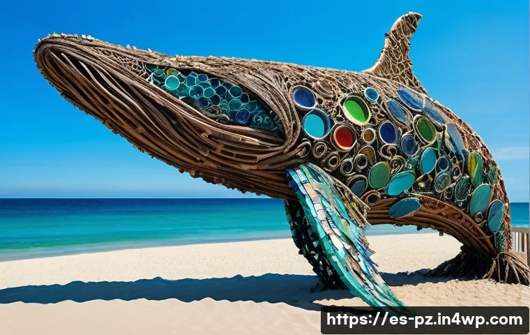 환경 보호를 위한 혁신적 미술 아이디어 - **Prompt 1: Majestic Ocean Guardian Sculpture Made from Recycled Materials**
Create a highly det...