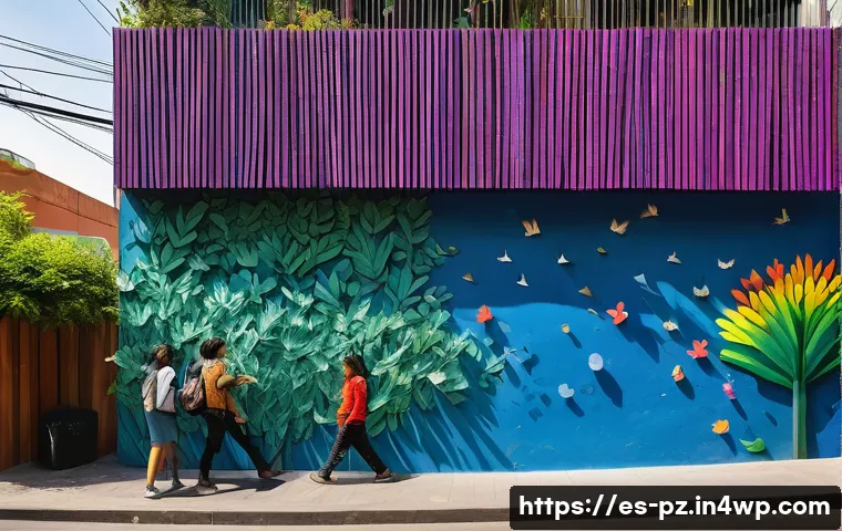 도시 환경에서의 생태 미술 아이디어 - A vibrant urban scene in Mexico City featuring a large living mural covered with native climbing pla...