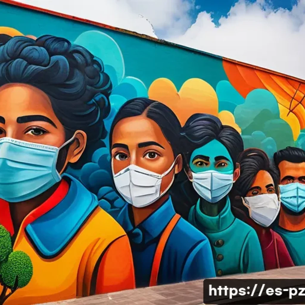 미술과 환경 운동의 관계 탐구 - A vibrant urban mural in Mexico City depicting air pollution and its effects on local communities, f...