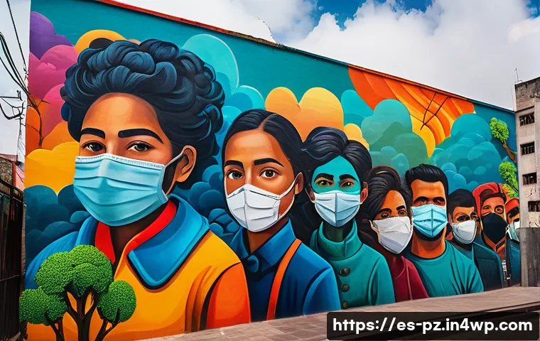 미술과 환경 운동의 관계 탐구 - A vibrant urban mural in Mexico City depicting air pollution and its effects on local communities, f...