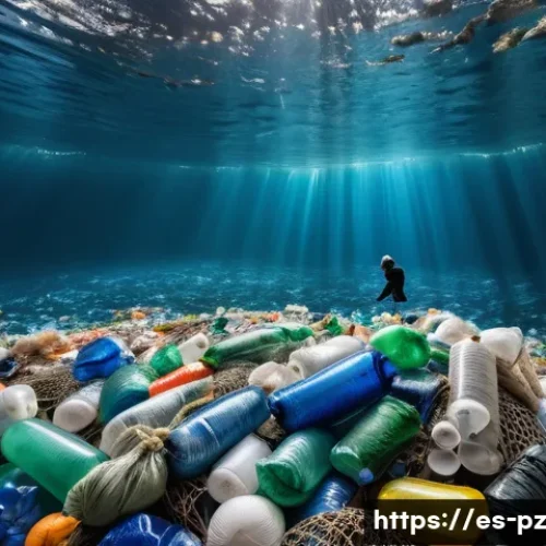 Home 32 환경 보호 메시지를 담은 아트워크 - A large-scale environmental art installation depicting a polluted ocean filled with floating plastic...