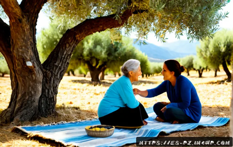 Home 17 자연을 주제로 한 스토리텔링 아트 - Photorealistic storytelling scene in a sunlit olive grove in rural Andalusia, an elderly grandmother...